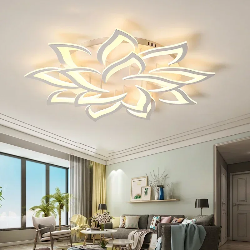 Interior Design Living Room And Kitchen - Designerski żyrandol LED z płatkami Salon