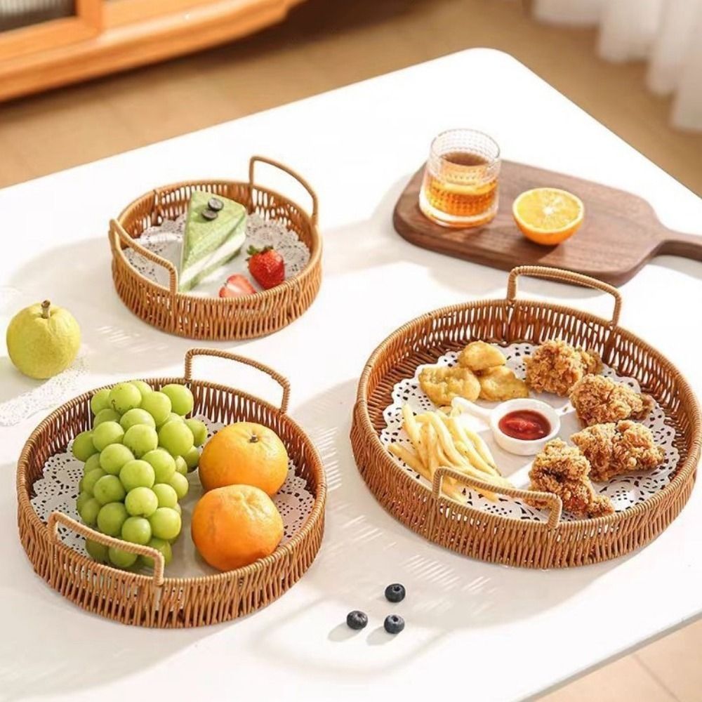 Rattan Tray Handle - Duży kosz do przechowywania z imitacji