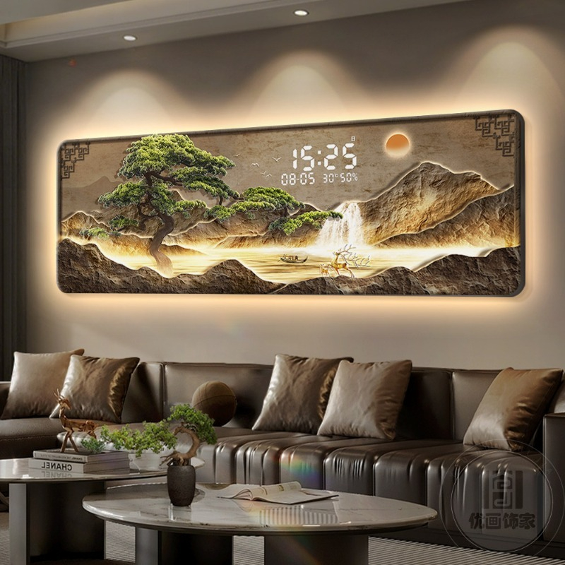Interior Design Luxury Living Room - Duży Luksusowy Zegar Ścienny Cyfrowy Wewnętrzny