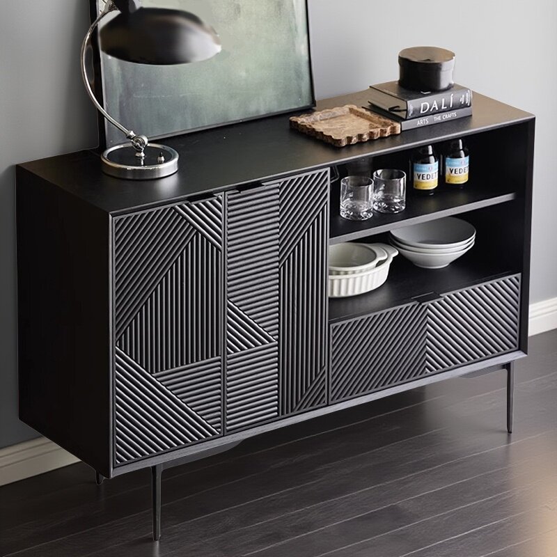 Interior Design Luxury Living Room - Czarne Szafki Designowe Estetyczne Nowoczesne Luksusowe