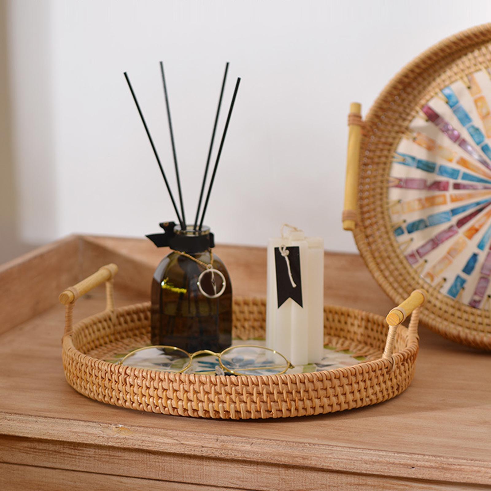 Wielofunkcyjna okrągła taca z  – Rattan Tray Handle recenzja i cena