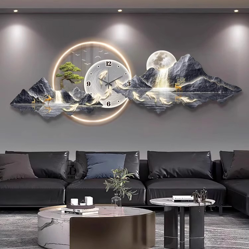 Luksusowy lekki zegar ścienny  – Interior Design Living Room And Kitchen recenzja i cena