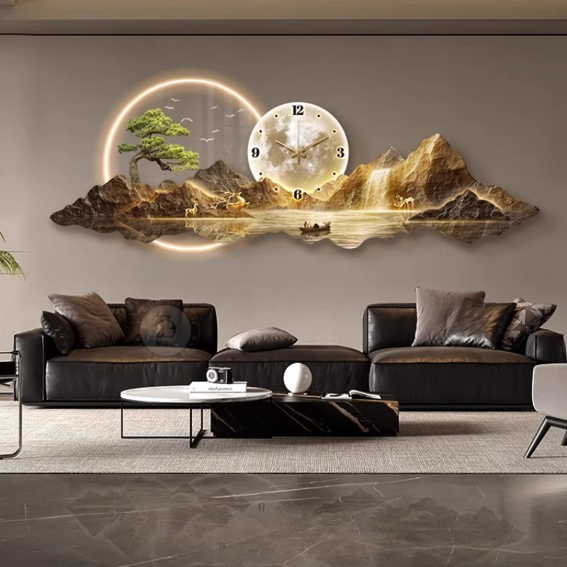 Luksusowy lekki zegar ścienny  – Interior Design Living Room And Kitchen recenzja i cena