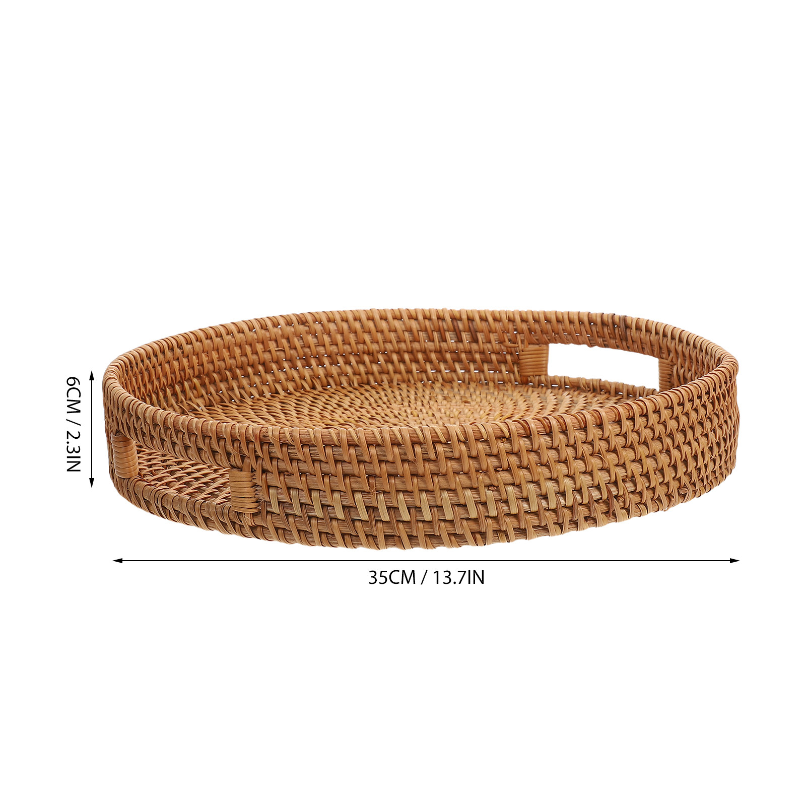 14-calowa okrągła, duża taca d – Rattan Tray Handle recenzja i cena