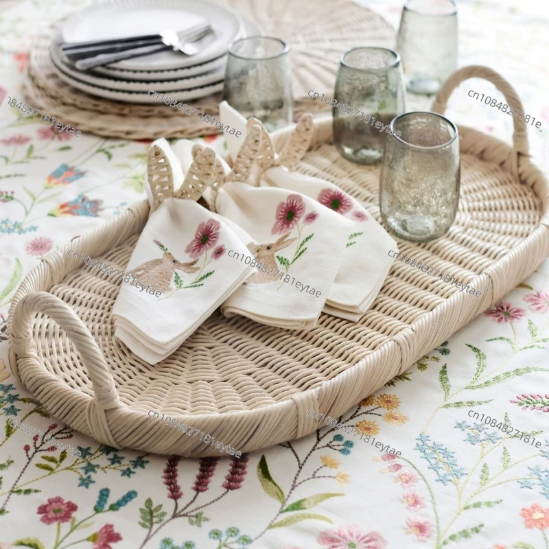 Taca dekoracyjna z rattanu, rę – Rattan Tray Handle recenzja i cena
