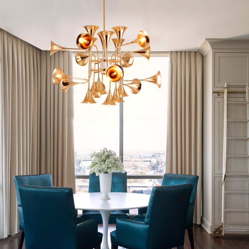 Nordycka lampa wisząca trąbka  – Interior Design Living Room And Kitchen recenzja i cena