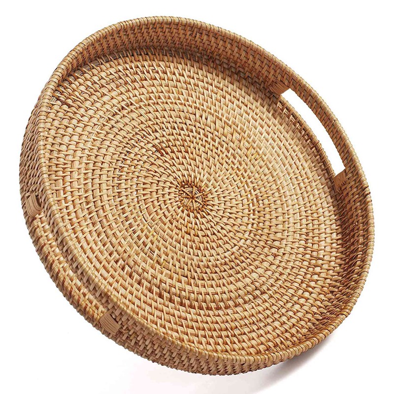 Okrągła rattanowa taca do serw – Rattan Tray Handle recenzja i cena
