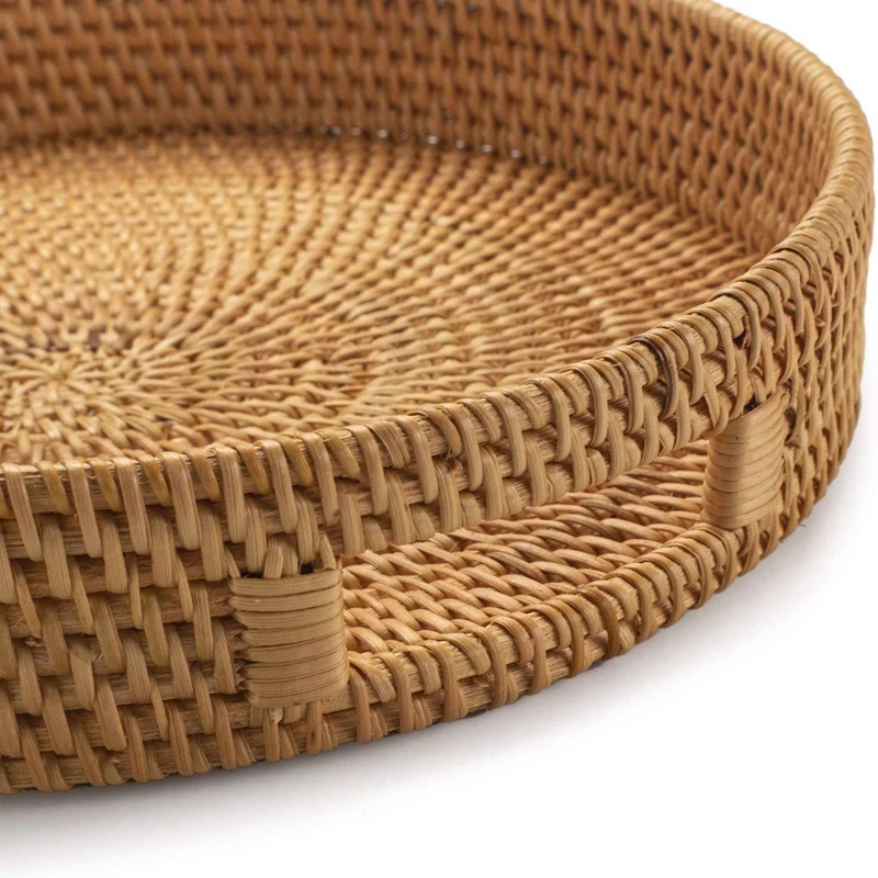 Okrągła rattanowa taca do serw – Rattan Tray Handle recenzja i cena