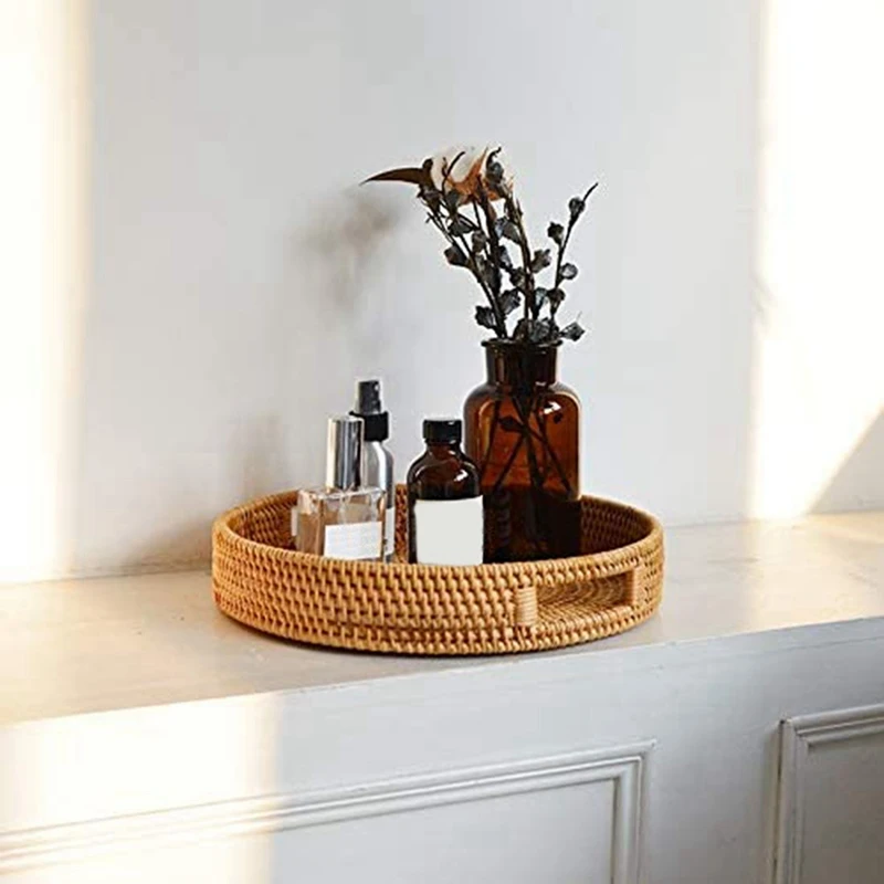 Okrągła rattanowa taca do serw – Rattan Tray Handle recenzja i cena